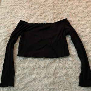 off the shoulder lettuce edge long sleeve